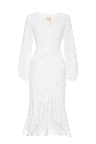 Swing Fashion Damen Flora | Beige M/L(38/40) Swing Fashion Langes Kleid Damen Elegantes Kleid Abendkleid Ballkleid Brautjungfernkleid C, Weiß, M-L EU