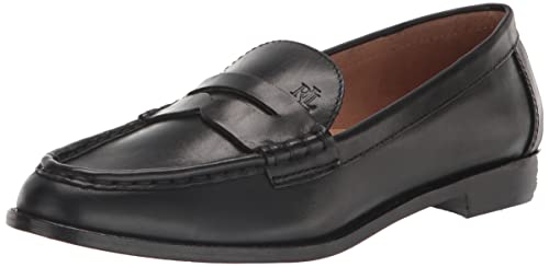 LAUREN Ralph Lauren Damen Wynnie Loafer Flacher Slipper, Schwarz, 38.5 EU