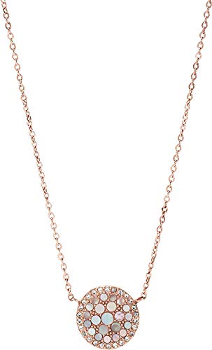 Fossil Halskette Für Frauen, 40,6 Cm Länge, 5,1 Cm Verlängerung Rosa, Rose Gold Perlmutt, Edelstahl Halskette, JF01740791