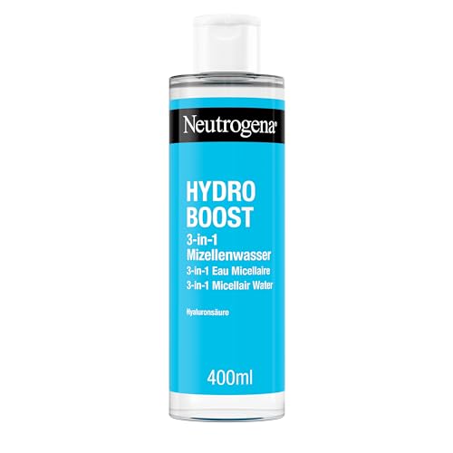 Neutrogena Hydro Boost 3-in-1 Mizellenwasser (400 ml), feuchtigkeitsspendende Gesichtsreinigung mit Hyaluronsäure, sanfter Make-Up Entferner ohne Reiben, für sensible Haut geeignet