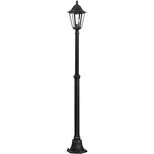 EGLO Außen-Stehlampe Navedo, 1 flammige Außenleuchte, Stehleuchte aus Aluguss in Schwarz, E27 Fassung, H 200 cm, IP44