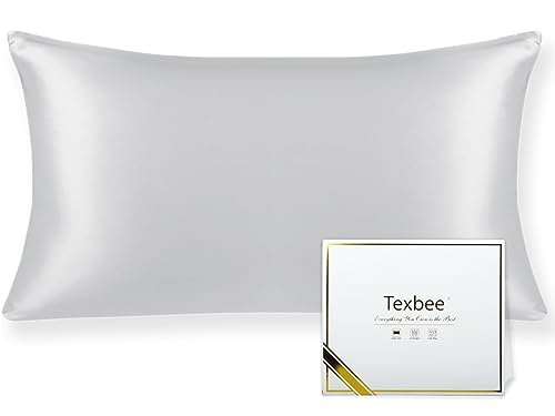 Texbee Seidenkissenbezug 40x80cm für Haar und Haut, 1PC Beide Seiten Natürliche Kissenbezug Seide mit verstecktem Reißverschluss Weiche Atmungsaktive Glatte Standardgröße-Silbergrau