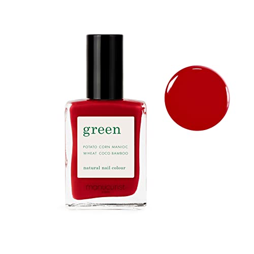 Manucurist Green Nagellack Rote Kirsche - Klassischer, natürlicher 9-Free-Nagellack Red Cherry - Veganer Nagellack mit natürlichen Inhaltsstoffen (84%) - Maniküre - Nagelpflege - 15 ml