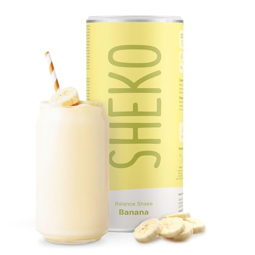 SHEKO Banane Mahlzeitersatz Shake - 25 cremige Bananenmilch Shakes pro Dose - Nur 200kcal, Glutenfrei & Natürlich lecker - Diät Shakes zum Abnehmen