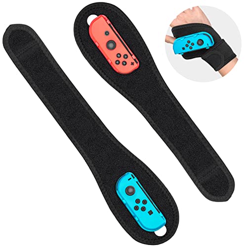 2 Pack Armband für Just Dance 2023 - Tendak Einstellbare Handgelenksband Armbänder für Nintendo Switch/Switch OLED Joy Con, Just Dance 2023/2022/2021/2020/2019, Ideal für Erwachsene (Rot und Blau)