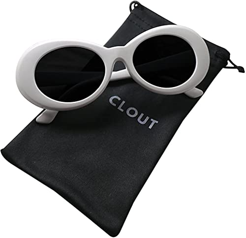 Ayaoch Clout Brille Retro Oval Sonnenbrille Mod Style Kurt Cobain (weiß), Weiß, One Size Fits All