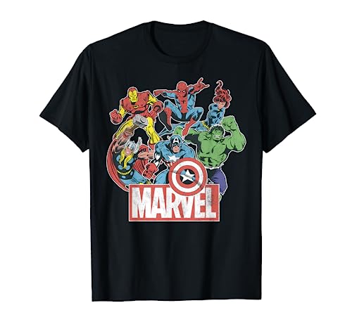 Marvel Avengers Team Retro Klassischer Comic Grafik T-Shirt T-Shirt