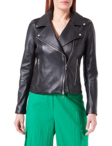 HUGO Women's Larella-2 Leather_Jacket, Black1, M