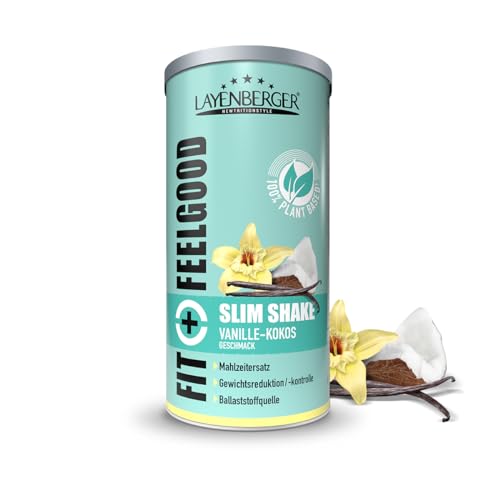 Layenberger Fit+Feelgood Slim Shake Powder vegan - Mahlzeitersatz für 12 Portionen, je 204 kcal, (1x 396 g) - Vanille-Kokos
