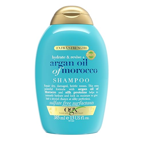 OGX Hydrate & Revive Argan Oil of Morocco Shampoo (385 ml), feuchtigkeitsspendendes Haarpflege Shampoo mit marokkanischem Arganöl, regenerierendes Repair Shampoo ohne sulfathaltige Tenside