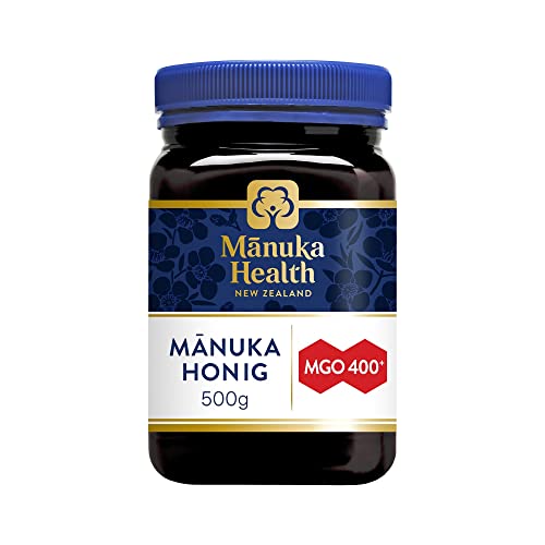 Manuka Health - Manuka Honig MGO 400+ 500g, hergestellt und abgefüllt in Neuseeland mit zertifiziertem Methylglyoxal Gehalt, natürlicher Manuka Honig von der Manukapflanze, 100% Manuka, vegetarisch