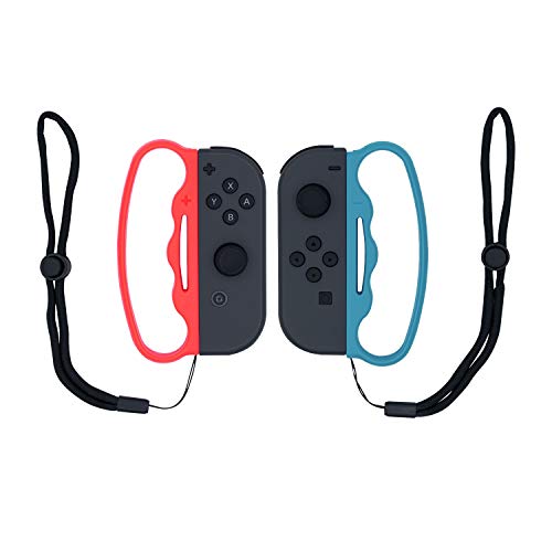 Mcbazel Box Griff in blau und rot mit Handschlaufen für NS Switch/Switch OLED Joy-Cons ideal für Fitness und Boxspiele
