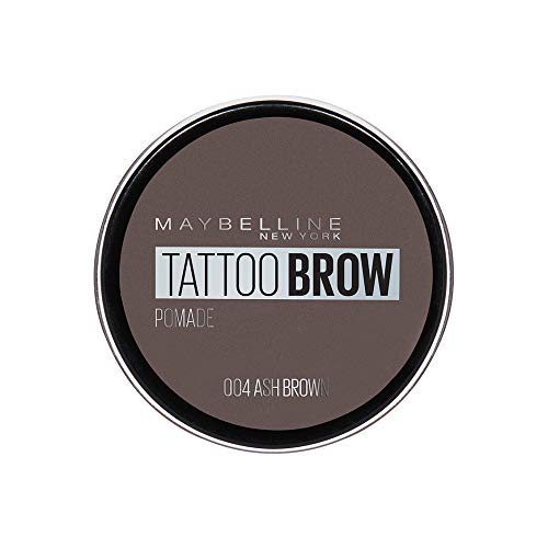 Maybelline New York Augenbrauenfarbe, Wasserfest und langanhaltend, Tattoo Brow Pomade, 004 Ash Brown, 3,5 ml