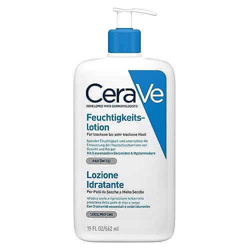 CeraVe Feuchtigkeitslotion für Körper und Gesicht, Lotion für trockene bis sehr trockene Haut, Mit Hyaluron und 3 essenziellen Ceramiden, 1 x 562 ml