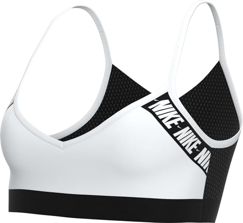 Nike Womens Indy Logo Bra Sports, White/Black/(White), XL