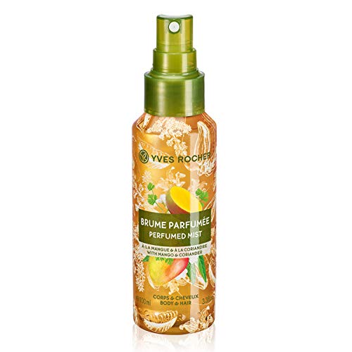 Yves Rocher LES PLAISIRS NATURE Duftspray Mango-Koriander, Erfrischungsspray für Körper & Haare, 1 x Pump-Flacon 100 ml