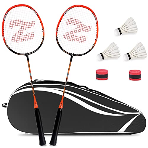 Philonext Badmintonschläger Set mit 3 Federbällen & Tragetasche & 2 Overgrip