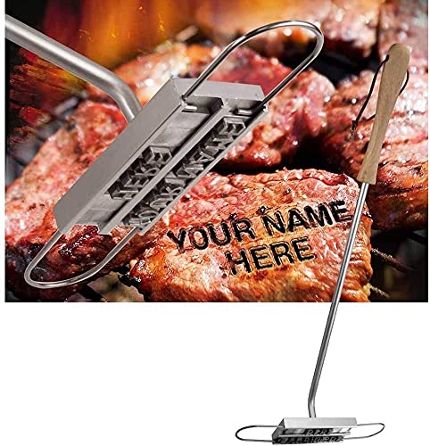Jasni BBQ Brandeisen – Barbecue Grill Brandeisen mit 55 austauschbaren Buchstaben, Holzgriff, Grillzubehör, Grillutensilien zum Branding von Steaks, Burgern, Hühnchen, Fleisch