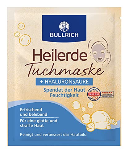 Bullrich Heilerde Tuchmaske + Hyaluronsäure | Spender der Haut Feuchtigkeit | Vegan | 1 Tuchmaske