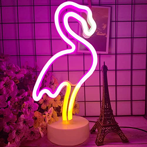 NIWWIN Flamingo-Neon,LED Neonlicht dekorative Leuchte Tischleuchte Schlafzimmerleuchten,Nachtlicht mit USB & Batterie,Kinderzimmerdekoration, Weihnachtsgeburtstagsgeschenk, Partyhochzeitsdekoration