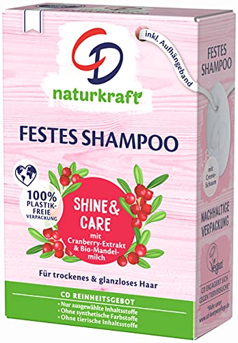 CD Festes Shampoo Bio-Mandelmilch und Cranberry für trockenes & glanzloses Haar, 75 g, nachhaltige Haarseife, pflegendes Haarshampoo ohne Mikroplastik, vegane Pflege