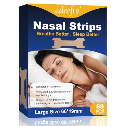 Nasenpflaster Schnarchen, 50 Stück Anti Schnarch Nasenstrips, Nasenpflaster Besser Atmen For Breathing, Relieve Nasal Congestion, Improved Airflow, Schnarchstopper for Men and Women